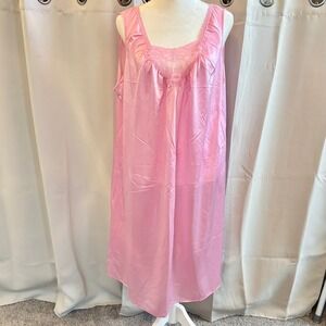 Vtg Lorraine Nightgown XL Pink Satin Lace Trim Retro Coquette Romantic 20084